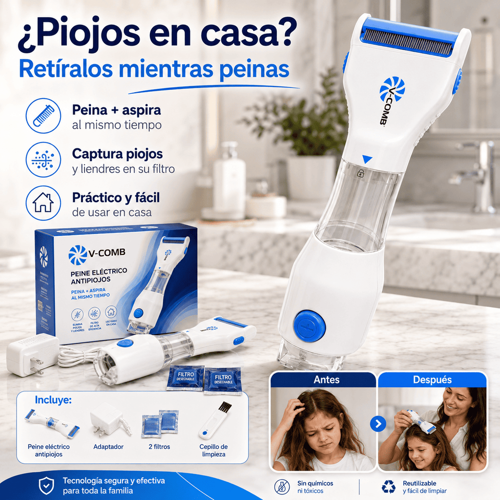Peine Eléctrico Antipiojos con Aspiración
